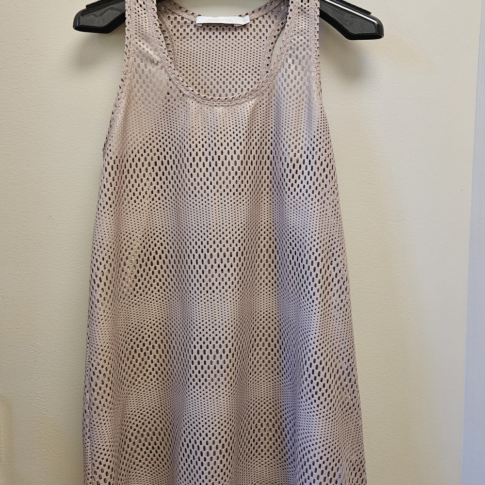 Lauren Vidal Taupe Mesh Top